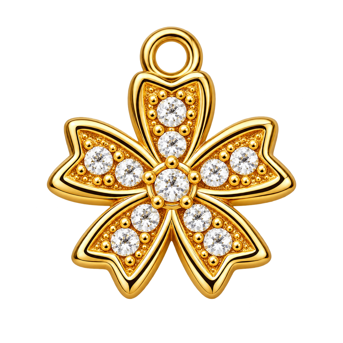 Gold-Tone Crystal Flower Pendant