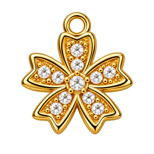 Gold-Tone Crystal Flower Pendant